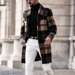 Heren Trenchcoats Men039s Geruite Vintage Lange Jassen voor Heren Winter Gentleman Retro Elegante Overjassen Trendy Britse Stijl Christma7314074