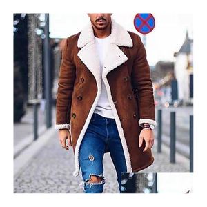 Heren Trenchcoats Heren 4 Kleuren Jasje Warm Imitatie Suède Lange Windjack Mode Casual Drop Levering Kleding Kleding Buitenkant Dhmop