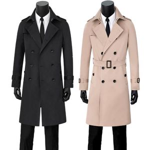 Hommes Trench Coats Hommes Noir Beige Speing Automne Homme Manteau À Double Boutonnage Hommes Vêtements Slim Fit Pardessus À Manches Longues Designer 9XL