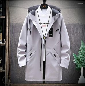 Heren Trench Coats Mens Casual Long Jackets en 2022 Hooded Streetwear Hip Hop Wind Breaker Outdarse Men Jacket Viol22