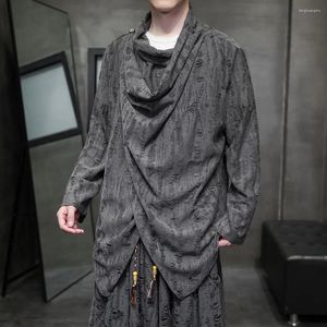 Trenchs de hommes Hommes Style chinois Trou en détresse Manteau à manches longues Automne Mode sans genre Irrégulière Rétro Zen Taoist Robe Top