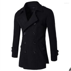 Heren Trench Coats Mens Men Men Britse stijl Dubbele borsten toplaag Lange Mascino mannelijke kleding Classic Drop Overcoat Delivery Apparel O DHHTJ