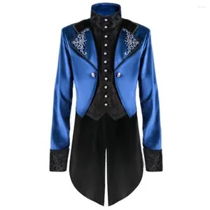 Trenchs pour hommes Hommes Rouge Jacquard Steampunk Gothique Tailcoat Veste Médiévale Renaissance Pirate Vampire Halloween Uniforme Stage Cosplay