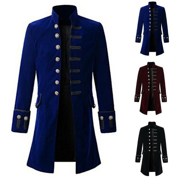 Hommes Trench Coats Hommes Rétro Steampunk Tailcoat Long Caban Gothique Manteau Victorien Boutons Cosplay Pardessus Outwear