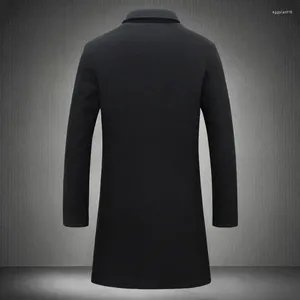 Herengeul Lagen Midden-lengte Urban Jackets voor mannen Casual wollen jas Koreaanse stijl slanke windjager winter warm