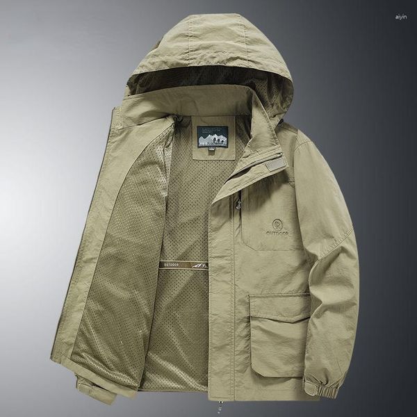 Hommes Trench Coats Militaire Tactique Bomber Veste Hommes À Manches Longues À Capuche Printemps Automne Coupe-Vent Zipper En Plein Air Moto Vestes