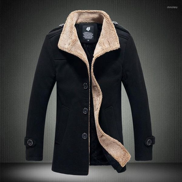 Modèles de trench-coats pour hommes Version coréenne du manteau de grande taille pour hommes décontractés Automne et hiver Col montant Veste pour hommes en cheveux d'agneau