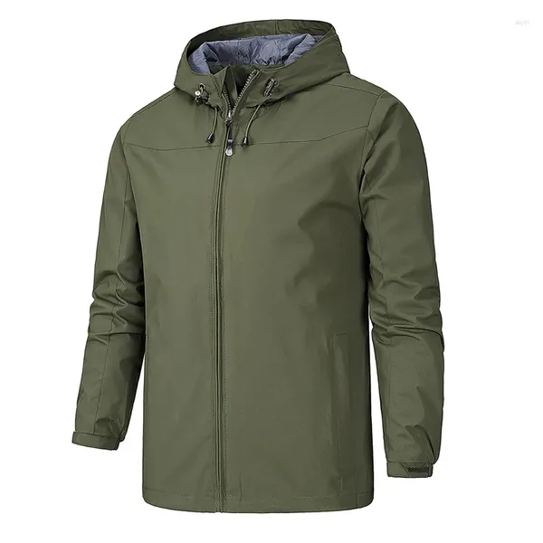 Trenchs de hommes Mouvement Printemps Automne Stormsuit Confort Manteau à capuche Coupe-vent imperméable à l'extérieur Veste à glissière pour homme mâle