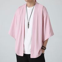 Trench-Coats pour hommes Mrgb Style chinois ￉t￩ ￉t￩ Men de vent Men Cap Loose Ice en soie solaire Couleur masculine Couleur masculine Kimono Vintage Luxury