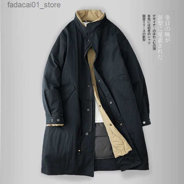 Gabardinas para hombres Nueva chaqueta cortavientos larga retro japonesa de invierno Abrigo verde militar Chaqueta de talla grande Abrigo parka largo Abrigo acolchado de otoño ChaquetaQ240125