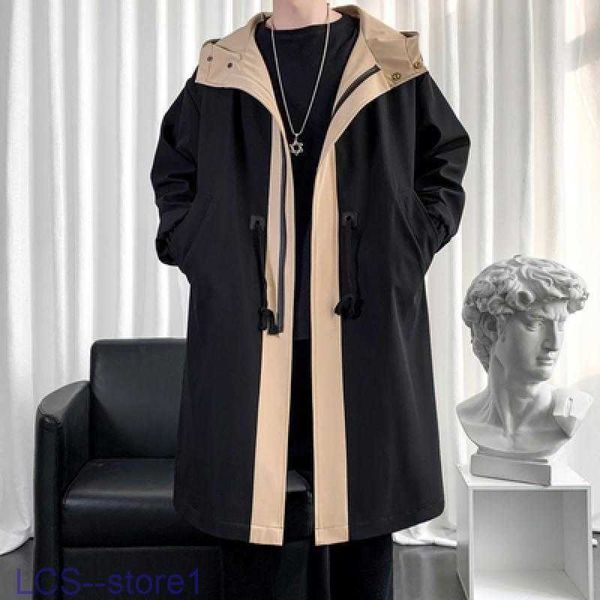 Hommes Trench Coats Beau Printemps Long Style Manteau Haute Qualité Casual Hooded Vestes Vêtements Coupe-Vent Imperméable Hommes