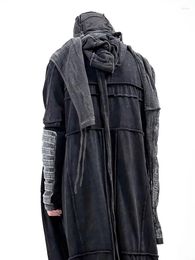 Trench Coats Men's Niche Designer Style Disted Dished Wash déchet Soil Wind Cabinage Vêtements