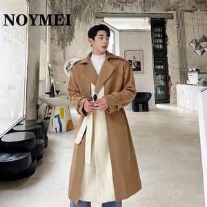 Trenchs de hommes Noymei hiver style coréen couleur contraste manteau longueur moyenne genou mode coupe-vent tendance mâle WA2482 230825