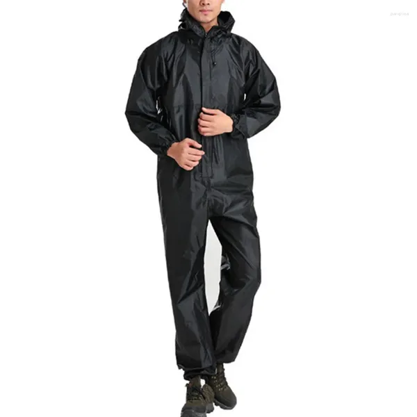 Trench-coat pour hommes, manteau de pluie à capuche, combinaison d'extérieur, fermeture éclair, imperméable, salopette de travail, vestes de costume, vêtements pour hommes