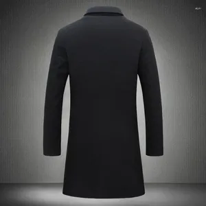 Trench Coats Men's Veste de vêtements d'extérieur Single Breasted Long Coat Fashion Automne Overnue Hiver Casual Tize Plus Laine