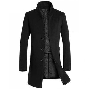 Hommes Trench Coats Plus Size Élégant Veste Long Manteau Boutons Outwear Hommes Coupe-Vent Couleur Pure Chaud