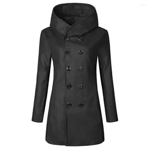 Heren trenchcoats Premium kwaliteit heren winterjas met capuchon Double Breasted overjas vest M 3XL zwart marineblauw