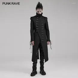 Trench Coats Men's Punk Rave Cool 3D Épaule rembourrée veste asymétrique Collière Collier DrawString Design Winter Personnalité
