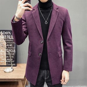 Trench Cods Coats Purple Coat Slim Fit Mens Long Black Woolen Automne Veste ￉l￩gant 2021 Hiver Elegant Gentleman2994
