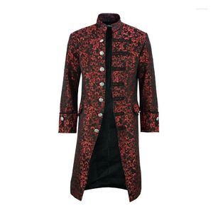 Trenchs pour hommes Renaissance Vintage Bouton Collier Collier Victorien Slim Steampunk Vestes Outwear Hommes Médiéval Long Manteau