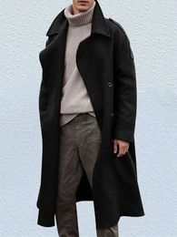 Herengeulcoats retro combineert winterjas mannen lange casual bruin warme wollen streetwear jas bovenkleding 2022