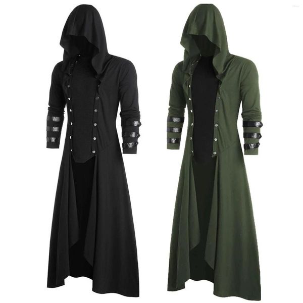 Gabardinas para hombres Retro Steam Punk Gótico Cortavientos Capa Capa Medieval Vampiro Mago Cosplay Disfraz Moda Capa Halloween