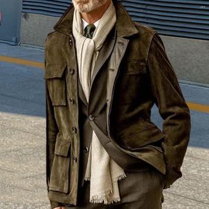 Hommes Trench Coats Rétro Coupe-Vent Manteau Élégant Multi-poches Pour L'hiver Automne Fonctionnel À La Mode Survêtement Veste De Travail