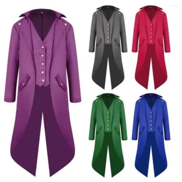 Trenchs pour hommes S-4XL Noir Rouge Violet Vert Hommes Steampunk Veste Gothique Victorienne Tailcoat Vintage Halloween Costume Tuxedo Homme Manteau