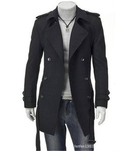 Heren Trench Coats 's Jackets Double Platoon Buckle Clothing Lange riem Borsten Bread Gray M-3XL 230130