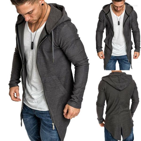 Gabardina para hombre, venta 2022, estilo moderno, abrigo con capucha de manga larga para hombre, chaqueta deportiva informal sólida con cremallera, cola de milano de talla grande