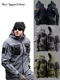 Trenchs pour hommes Manteaux de peau de requin Vestes militaires Hommes Tactique Soft Shell Coupe-vent imperméable à capuche Veste Cargo Uniformes d'extérieur