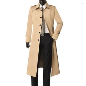 Trenchs pour hommes Manteaux simples Mode Printemps Automne Longueur du genou Simple boutonnage Business Vêtements décontractés Chaquetas Hombre Beige 9XL