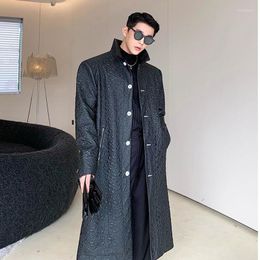 Hommes Trench-Coats Unique Poitrine Faux Leater Noir Manteau 2022 Revers Fermeture Éclair Poche Chic Coupe-Vent Marée Automne Hiver Mode Viol22