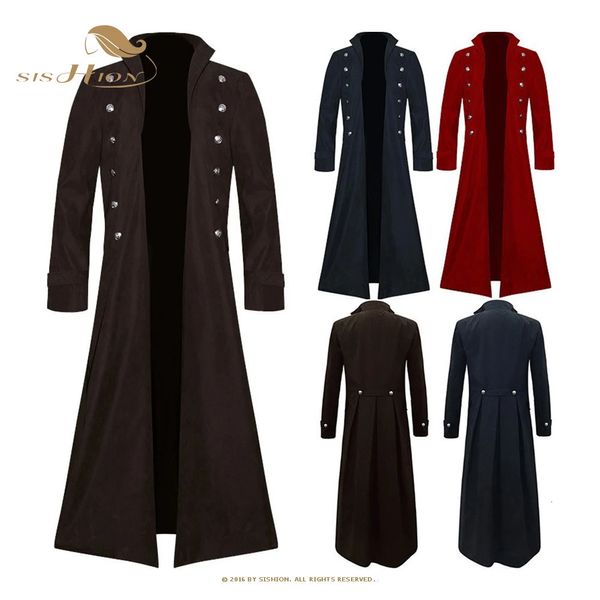 Trenchs Hommes SISHION Long Costume Renaissance Médiévale Gentlema Manteaux VD3537 Gothique Steampunk Trench Vintage Redingote Outfit Manteau pour Hommes S-5XL 231127