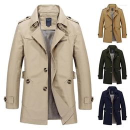 Trench Coats Men's Solid Color Windbreaker Coat