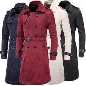 Trenchs pour hommes Printemps Automne Mode Urbain Slim Long Manteau Smart Casual Double Boutonnage Streetwear Coupe-Vent Outwear Pardessus