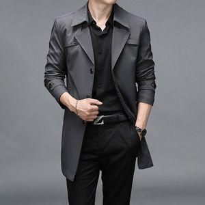 Heren Trench Coats Spring Autumn Long Men Fashion Business Casual Wind Breakher Coat Mens vaste Single Breasted Outerwear Plus Size 8xl 230404