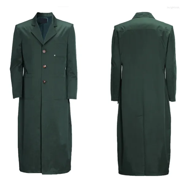 Hommes Trench Coats Printemps Automne Hommes Manteau Vert Smart Casual Style Britannique Outwear Coréen Simple Poitrine Longue Veste Pour Le Bureau
