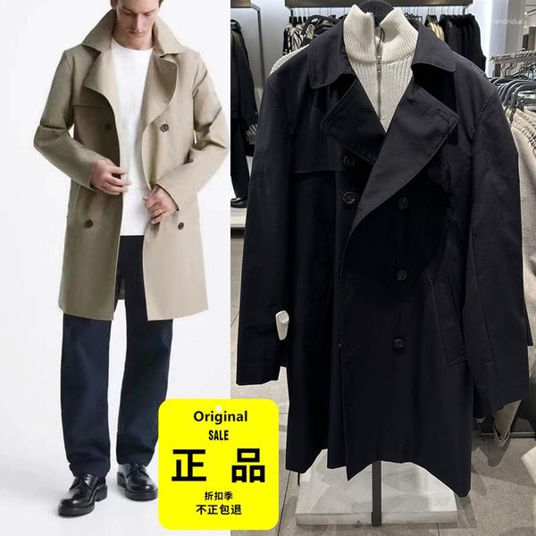 Hommes Trench Coats Printemps Ceinture Mi Long Manteau Double Avant Coupe-Vent 5854400 800 Homme Vêtements Hiver