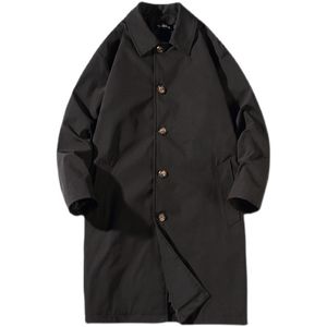 Hommes Trench Coats Printemps Noir Surdimensionné Manteau Lâche Mode Casual Coupe-Vent Mâle Longueur Moyenne Coréen Beau Pardessus 230404