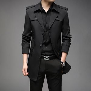 Heren Trench Coats Spring Men Fashion England Style Long Heren Casual Outerwear Jackets Wind Breaker Brand Clothing 230331