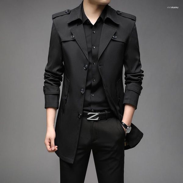 Trenchs de hommes Manteaux Printemps Hommes Mode Angleterre Style Long Mens Casual Vestes d'extérieur Coupe-vent Marque Vêtements Nice Viol22