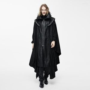 Hommes Trench-Coats Steampunk Hommes Longue Cape Punk Gothique Halloween Sombre Vampire Comte Chauve-Souris Cap Décontracté À Capuche Lâche Pardessus CosplayMen's Vio