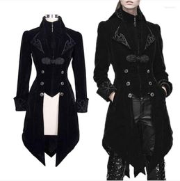 Heren Trench Coats Steampunk Women Men Medieval Dress Kostuum Velet Stand Kraag Tailcoat Gothic Vampire Cosplay Jacket S-5xlmen's Kend22