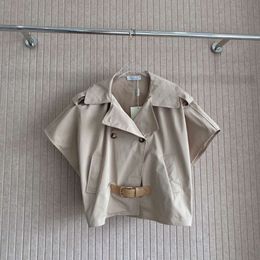 Trench Coats Men's Summer Niche Design Temperament Flip Flip Collar Double Breasted Cape Style Short Trench Coat