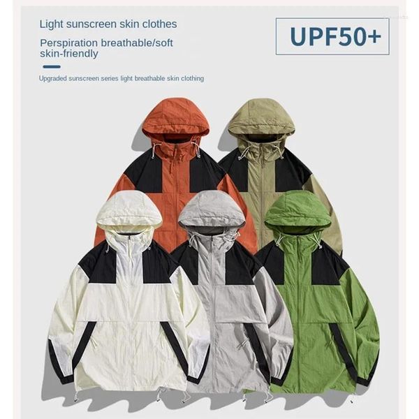 Veste de sports d'été pour hommes Vestes de protection du soleil légères de protection UV Bouclier éolien hommes Femmes Même manteau extérieur résistant au soleil