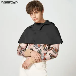 Heren Trench Coats Summer Spring Tops Incerun 2024 knappe mannen Mouwloze mantel mantels Kape mannelijke streetwear solide korte dunne jassen S-5XL