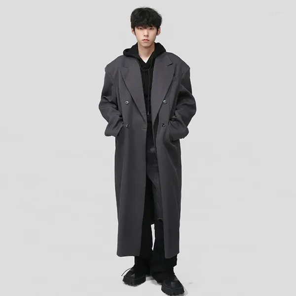 Trenchs d'hommes Syuhgfa marée long manteau beau style coréen haut de gamme simple genou décontracté sur manteau tendance automne hiver coupe-vent