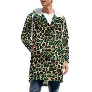 Herengeul Lagen groenblauw en gouden luipaard dikke casual heren spots print klassieke winter jassen straat mode aangepaste waterdichte windbrekers