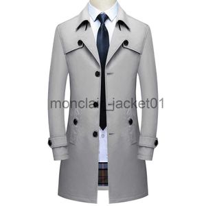 Thoshine marque printemps automne hommes longs Trench manteaux qualité supérieure boutons mâle mode veste zippée coupe-vent grande taille J230920